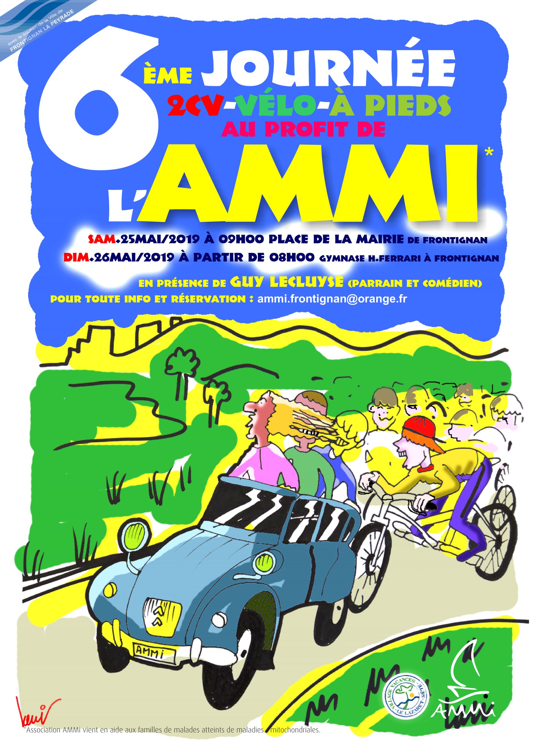 Poster for the 6th 2CV, Bike, and Walking Event for the benefit of Ammi